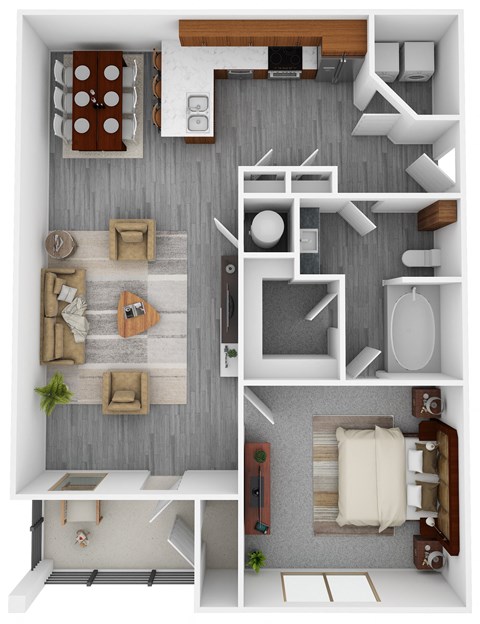 1 bed 1 bath Waterstone Floorplan at Grand Island Apartments, Memphis, TN, 38103